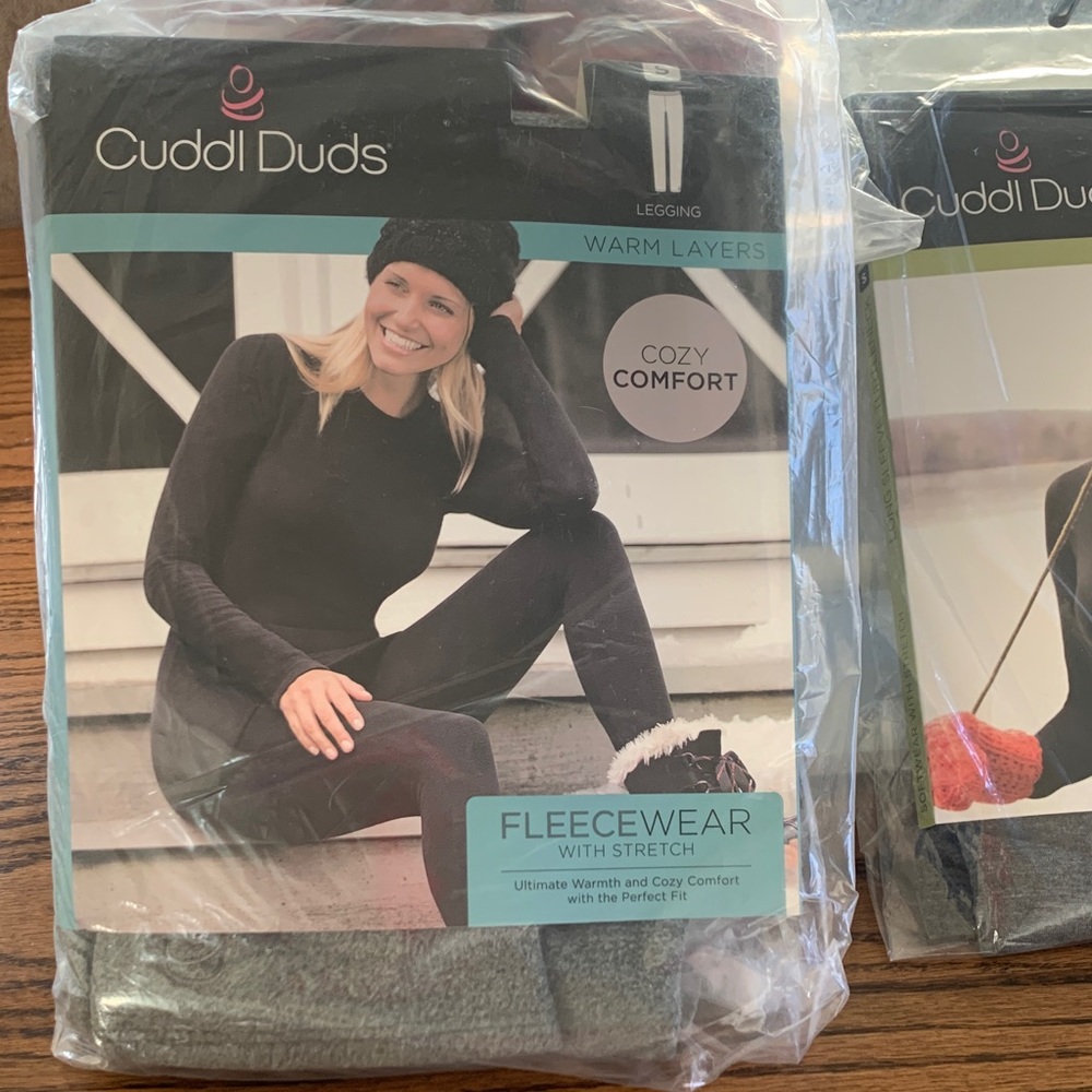 Cuddl Duds hthr coal Fleecewear Leggings with Stretch. Small